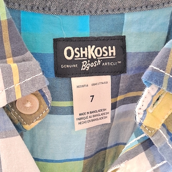 2 Boys Oshkosh B'gosh Plaid Button Front Short Sleeves Chest Pocket Shirts - Picture 3 of 4